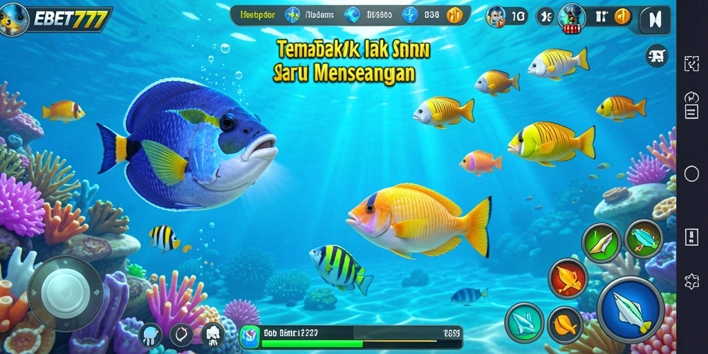 Screenshot gameplay EBET777 menampilkan aksi seru menembak ikan.