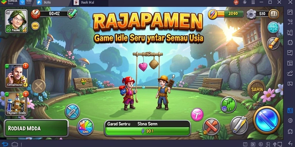 Tangkapan layar utama dari gameplay <strong>RAJAPAMEN</strong> yang menampilkan pengembangan kerajaan.