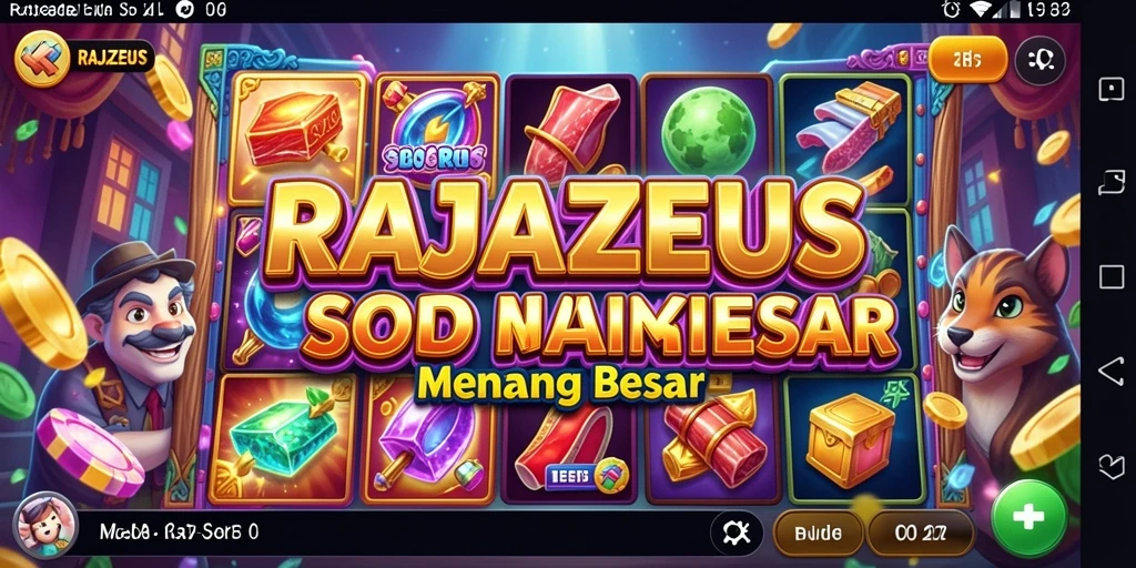 Tampilan gameplay RAJAZEUS dengan mesin Slot yang menarik.